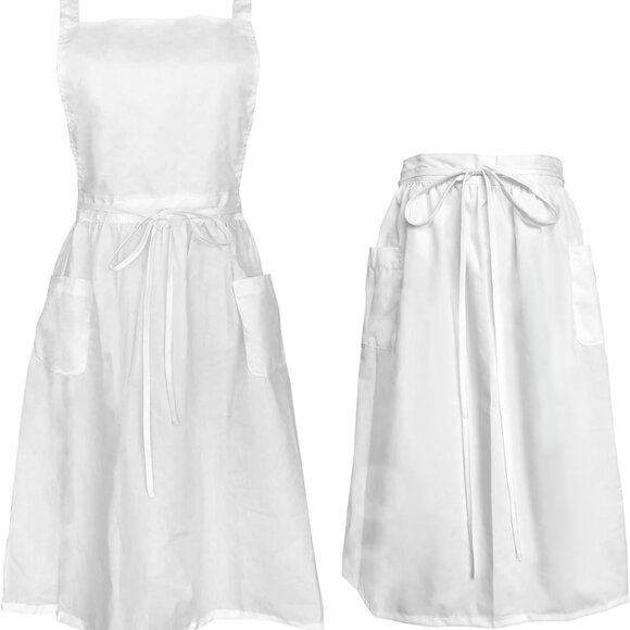 Other - Vintage Adjustable Ruffle White Apron Maid Pioneer Costume Victorian Style Cotto